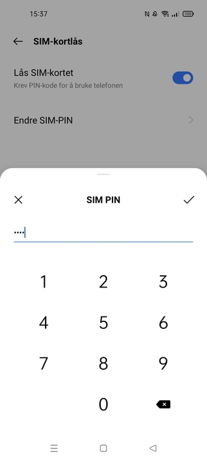Skriv inn Gjeldende PIN-kode for SIM-kort og velg OK