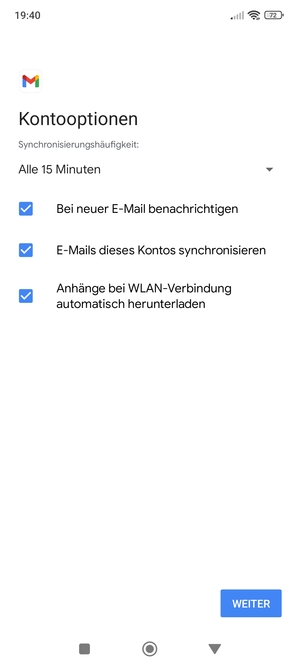 Wählen Sie WEITER