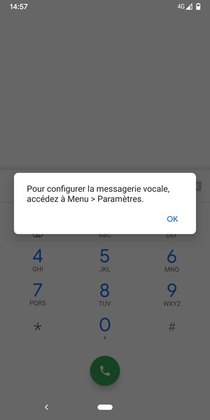 Si votre messagerie vocale n'est pas configurée, sélectionnez OK