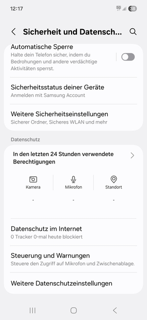 Scrollen Sie und wählen Sie Weitere Sicherheitseinstellungen