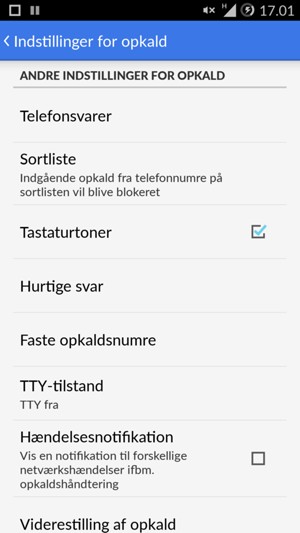 Scroll til og vælg Telefonsvarer