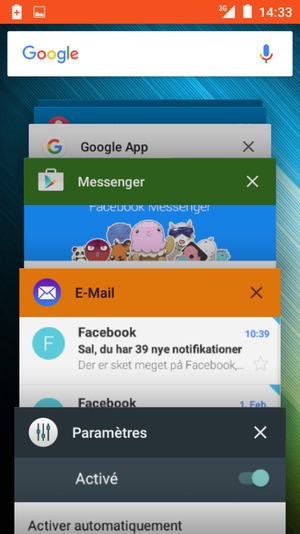 Faites glisser les applis vers la droite pour les fermer