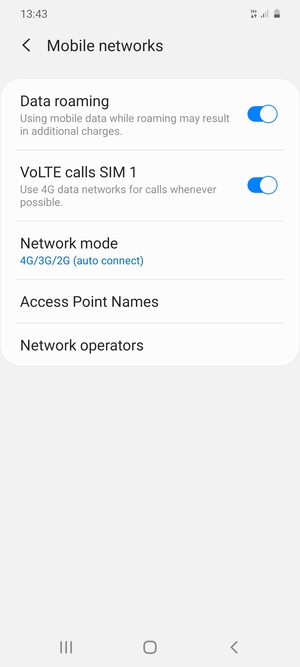 Turn Data roaming on or off