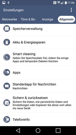 Scrollen Sie und wählen Sie Sichern & zurücksetzen