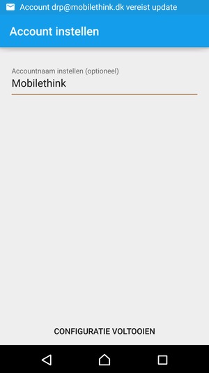 Geef uw account een naam en selecteer CONFIGURATIE VOLTOOIEN