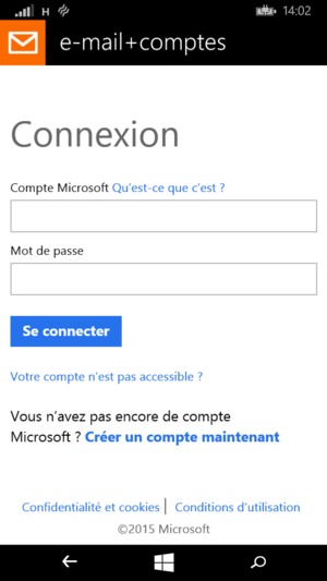 Saisissez votre adresse e-mail et votre mot de passe. Sélectionnez Se connecter