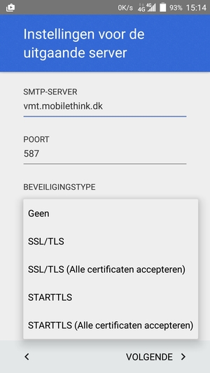 Selecteer Geen en VOLGENDE