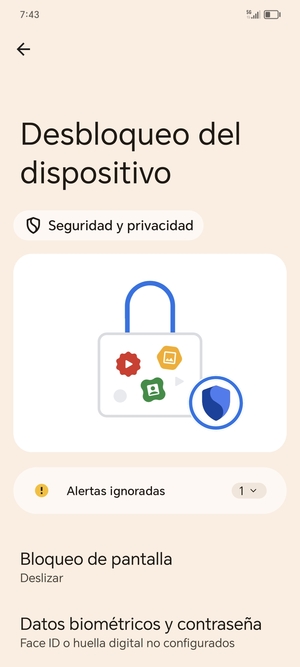 Seleccione Bloqueo de pantalla