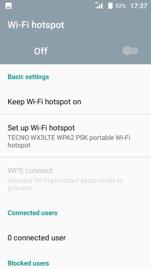 Select Set up Wi-Fi hotspot