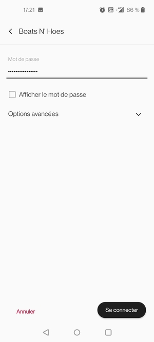 Saisissez le mot de passe du Wi-Fi et sélectionnez Se connecter
