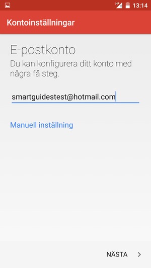 Ange din e-postadress och välj NÄSTA