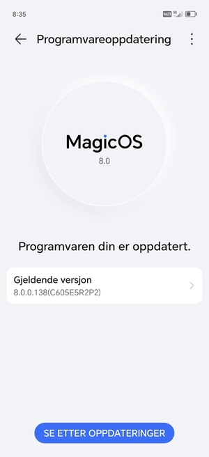 Hvis telefonen din er oppdatert, vil du se følgende skjermbilde