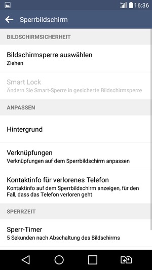 Wählen Sie Bildschirmsperre auswählen