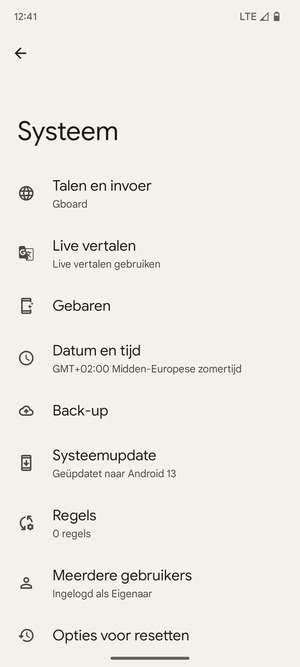 Selecteer Back-up