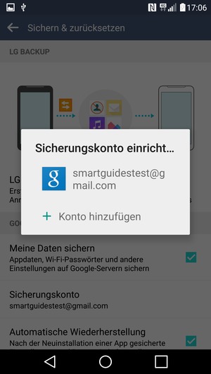 Wählen Sie Ihr Konto für Backup