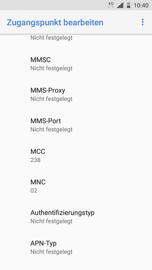 Scrollen Sie nach unten und geben Sie MMS-Informationen ein