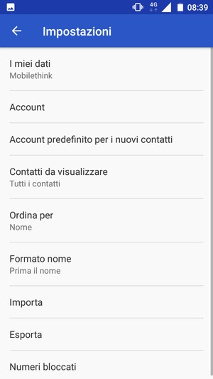 Seleziona Importa