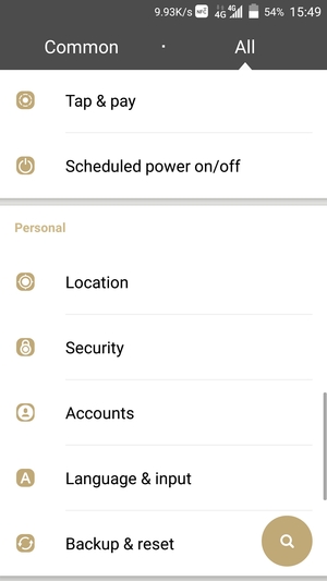 Scroll to and select Accounts