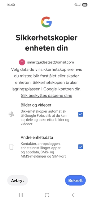 Velg ønsket alternativ og velg Bekreft
