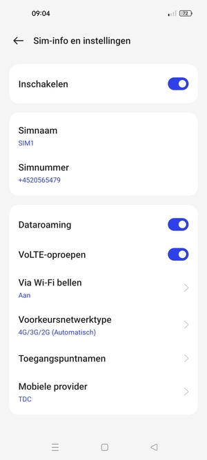 Schakel Dataroaming in of uit