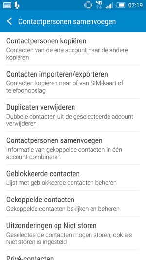Selecteer Contacten importeren/exporteren 