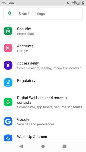 Scroll to and select Security