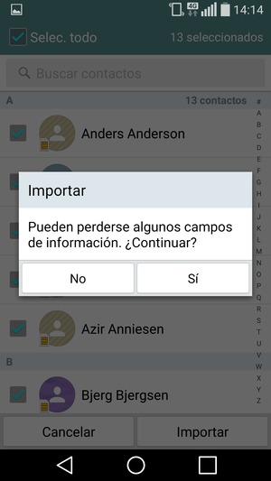 Seleccione Sí