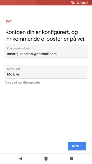 Gi kontoen din et navn, og skriv inn navnet ditt. Velg NESTE