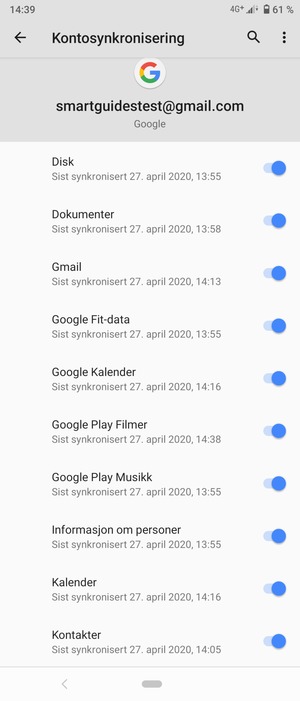 Forsikre deg om at Kontakter er valgt
