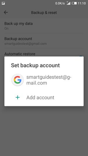 Select your backup account