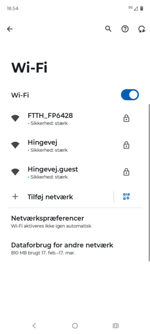 Vælg det trådløse netværk, du ønsker at oprette forbindelse til