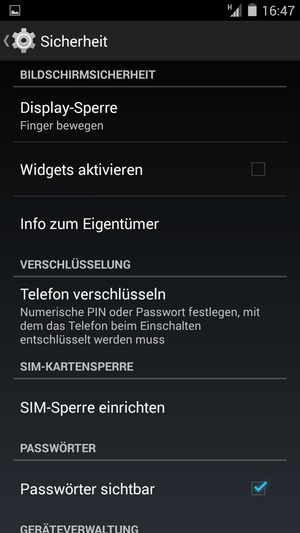 Wählen Sie Display-Sperre