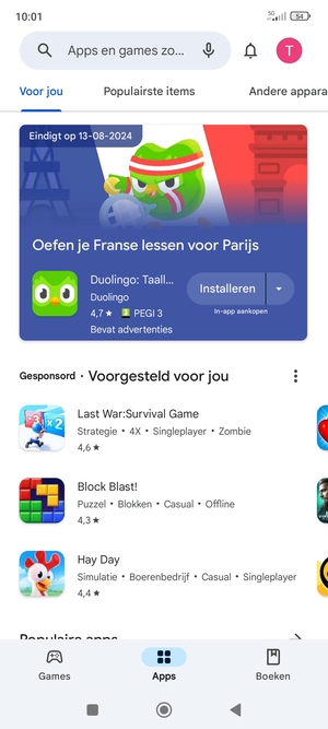 Selecteer de zoekbalk