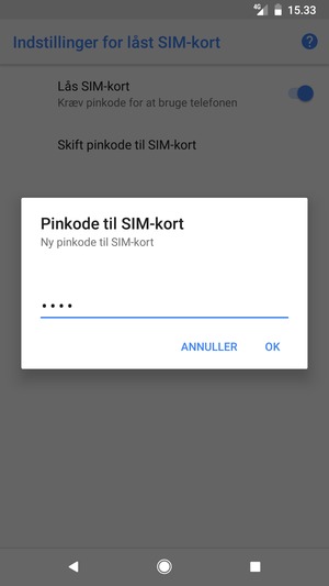 Indtast din Ny pinkode til SIM-kort og vælg OK
