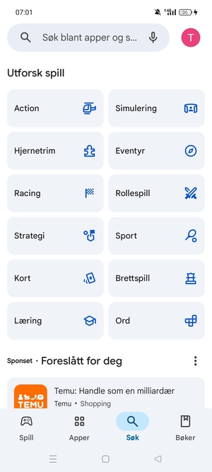 Velg søkefelt