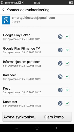 Din informasjon blir synkronisert