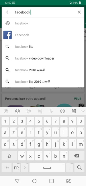Saisissez le nom de l'appli et sélectionnez Rechercher