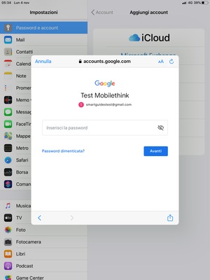 Inserisci la tua password e seleziona Avanti