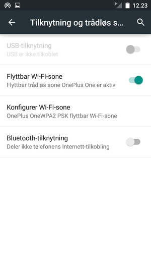 Telefonen din er konfigurert for bruk som et modem