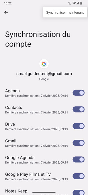 Sélectionnez Synchroniser
maintenant