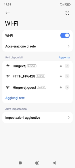 Seleziona la rete wireless a cui desideri connetterti