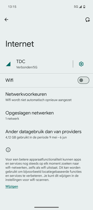Schakel Wifi in