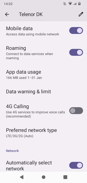Turn Roaming on or off