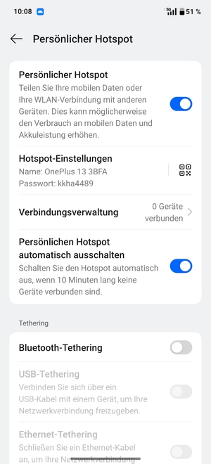 Ihr Handy ist jetzt für die Verwendung als Modem eingerichtet
