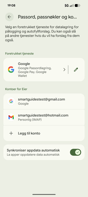 Velg din Google-konto