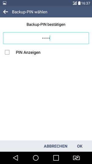 Bestätigen Sie Ihre backup-PIN und wählen Sie OK