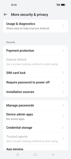 Scroll to and select SIM card lock