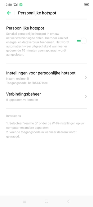 Uw telefoon is nu geïnstalleerd voor gebruik als modem