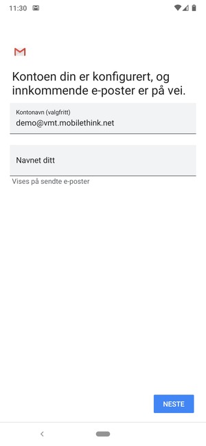 Gi kontoen din et navn, og skriv inn navnet ditt. Velg NESTE
