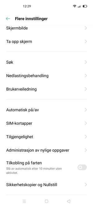 Bla til og velg Sikkerhetskopier og Nullstill